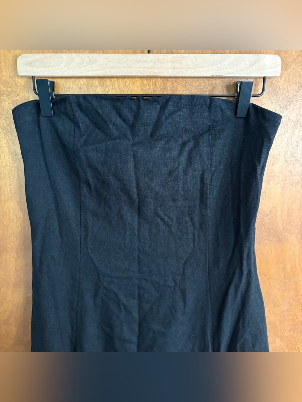 The Drop Carlota Black Linen Strapless Maxi Dress Wedding Resort Lagenlook Boho - Picture 4 of 12
